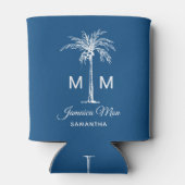 Monogram Tropical Palm Tree Personalized 缶クーラー (裏面)