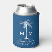 Monogram Tropical Palm Tree Personalized Name 缶クーラー (缶正面)