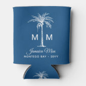 Monogram Tropical Palm Tree Personalized Name 缶クーラー (正面)