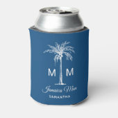 Monogram Tropical Palm Tree Personalized Name 缶クーラー (缶裏面)