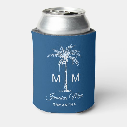Monogram Tropical Palm Tree Personalized Name 缶クーラー (缶裏面)
