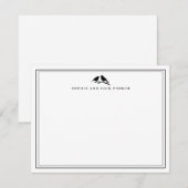 Monogram Two Borders Elegant Birds Flat Note Card ノートカード (正面/裏面)