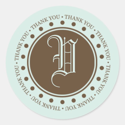 Monogram Vありがとうラベルfor結婚式の引き出物 ラウンドシール (正面)