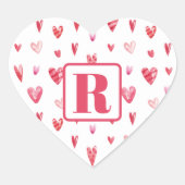 Monogram Valentines Day Sweets 1.5in Heart Sticker ハートシール (正面)