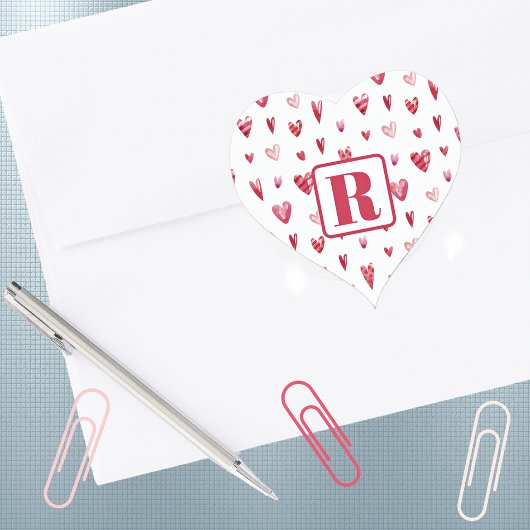 Monogram Valentines Day Sweets 1.5in Heart Sticker ハートシール