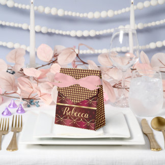 Monogram Vintage Burgundy Color Decor Luxury Gold フェイバーボックス