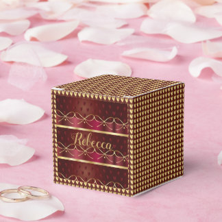 Monogram Vintage Burgundy Color Luxury Gold Decor フェイバーボックス