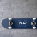 Monogram Vintage Calligraphy Navy Blue Skateboard スケートボード<br><div class="desc">Bold monogram combined with vintage calligraphy.</div>