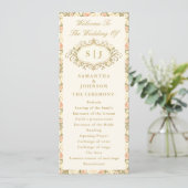 Monogram Vintage Ivory Wedding Ceremony Program (スタンド正面)