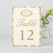 Monogram Vintage Ivory Wedding Table Number 招待状 (スタンド正面)
