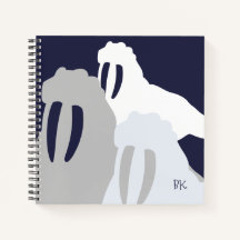 Monogram Walrus Blue パーソナライズされた Spiral Notebook