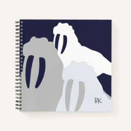 Monogram Walrus Blue パーソナライズされた Spiral Notebook ノートブック
