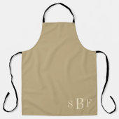 Monogram Warm Beige Boho Neutral Kitchen Gift エプロン (正面)