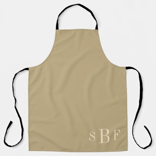 Monogram Warm Beige Boho Neutral Kitchen Gift エプロン (正面)