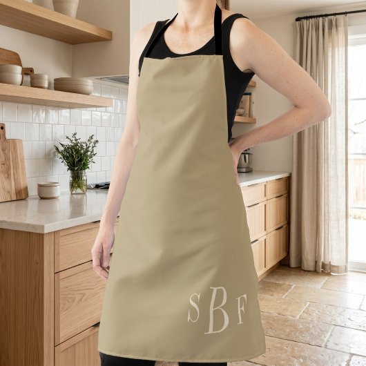Monogram Warm Beige Boho Neutral Kitchen Gift エプロン