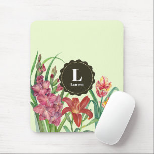Monogram Warm Color Floral Spring Blooms マウスパッド