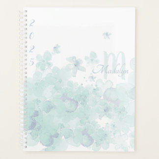 Monogram Watercolor Blue 2025 Floral プランナー手帳
