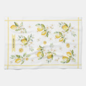 Monogram Watercolor Citrus Lemon Floral Botanical キッチンタオル (横)
