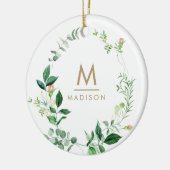  Monogram watercolor Floral Modern Fashion セラミックオーナメント (左)