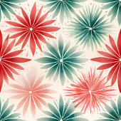 Monogram watercolor green red traditional fleece フリースブランケット