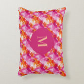 Monogram Watercolor Pink Orange Abstract アクセントクッション (正面(垂直))