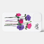 Monogram Watercolor Pink Purple Floral Case-Mate iPhoneケース (裏面 (横))