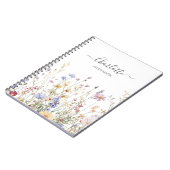 Monogram Watercolor Rustic Pretty Wildflower Field ノートブック (左側)