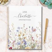 Monogram Watercolor Rustic Pretty Wildflower Field プランナー手帳