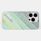 Monogram Watercolor Stripes Gradient Green Blue  Case-Mate iPhoneケース (裏面 (横))