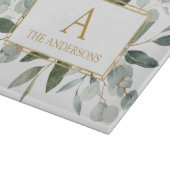 Monogram Watercolor Tropical Green Leaves カッティングボード (角)
