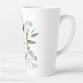 Monogram Watercolor Tropical Green Leaves カフェラテマグ (右)
