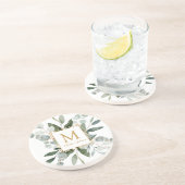Monogram Watercolor Tropical Green Leaves コースター (側面)