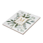 Monogram Watercolor Tropical Green Leaves タイル (側面)