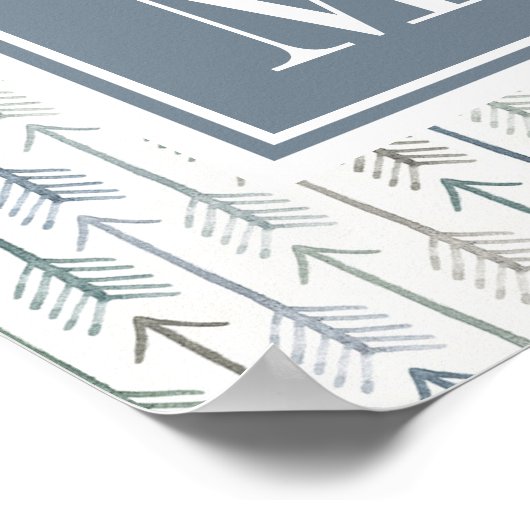 Monogram | Watercolor Wanderlust Arrow Pattern ポスター (角)