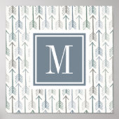 Monogram | Watercolor Wanderlust Arrow Pattern ポスター (正面)