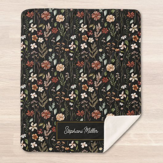 Monogram Watercolor Wildflower Floral Botanical シェルパブランケット
