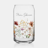 Monogram Watercolor Wildflower Pretty Floral  ガラス缶 (正面)