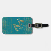 Monogram Weddingフェイクな金ゴールドの氏および夫人 ラゲッジタグ (正面横)
