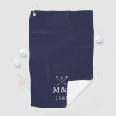 Monogram Wedding Anniversary Date Navy Blue ゴルフタオル (インサイチュ)