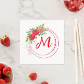Monogram Wedding bridal reception red スタンダードカクテルナプキン (インサイチュ)