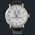 Monogram wedding gift Luxury Typography  腕時計<br><div class="desc">We offer you a classic style watch with an Antiquity vibe with an Old Fashioned Ornamental Emblem with Elegant Template and simple monograms with names and initials for a newly married couple gift or wedding gifts. This watch features art nouveau style crown design with Luxury Typography Vintage Flower Old Logo...</div>