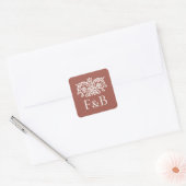 Monogram Wedding Ornate Floral Terracotta スクエアシール (封筒)