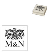 Monogram Wedding Rubber Stamp Ornate Floral ラバースタンプ (押印)