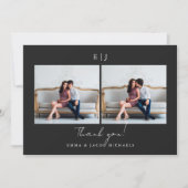Monogram Wedding Thank You Photo Black and White サンキューカード (正面)