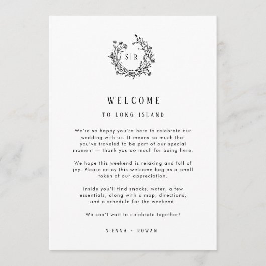 Monogram Wedding Welcome Insert with Program サンキューカード (正面)
