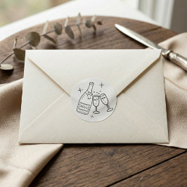 Monogram Wedding Whimsical Doodles Grey and White ラウンドシール