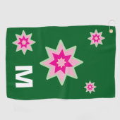 Monogram Whimiscal Water Pink Green Water Lilies ゴルフタオル (横)