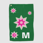 Monogram Whimiscal Water Pink Green Water Lilies ゴルフタオル (正面)