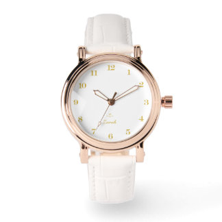 Monogram white | Elegant Gold Minimalist  腕時計