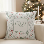 Monogram Winter Foliage Holiday Pillow クッション
